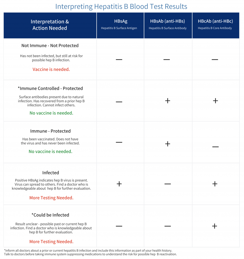 New Hapatitis B Blook Test Chart 2019